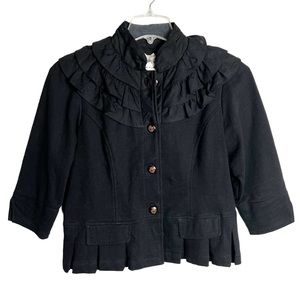 Nick & Mo - Ruffled Black Cropped Jacket‎ - Sz. L
